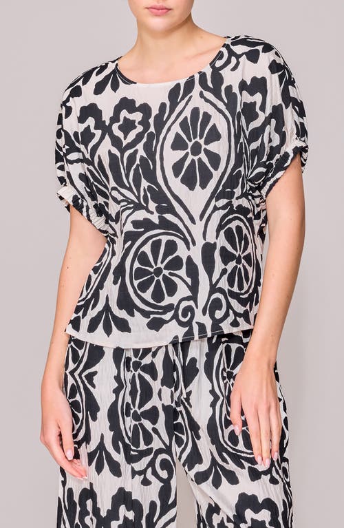 Melloday Floral Print Short Sleeve Woven Shirt