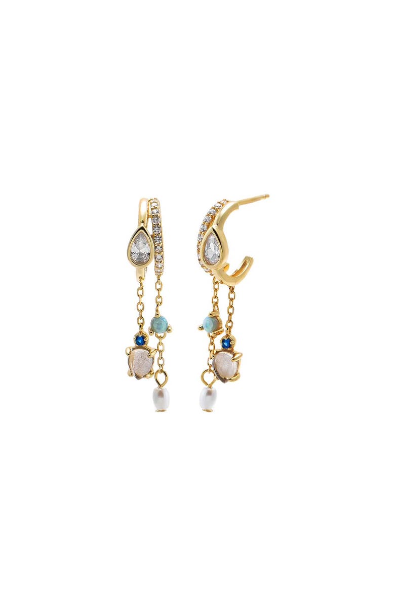 BY ADINA EDEN Mixed Stone Turquoise Charm Drop Earring, Main, color, Multi-Color