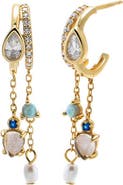 BY ADINA EDEN Mixed Stone Turquoise Charm Drop Earring
