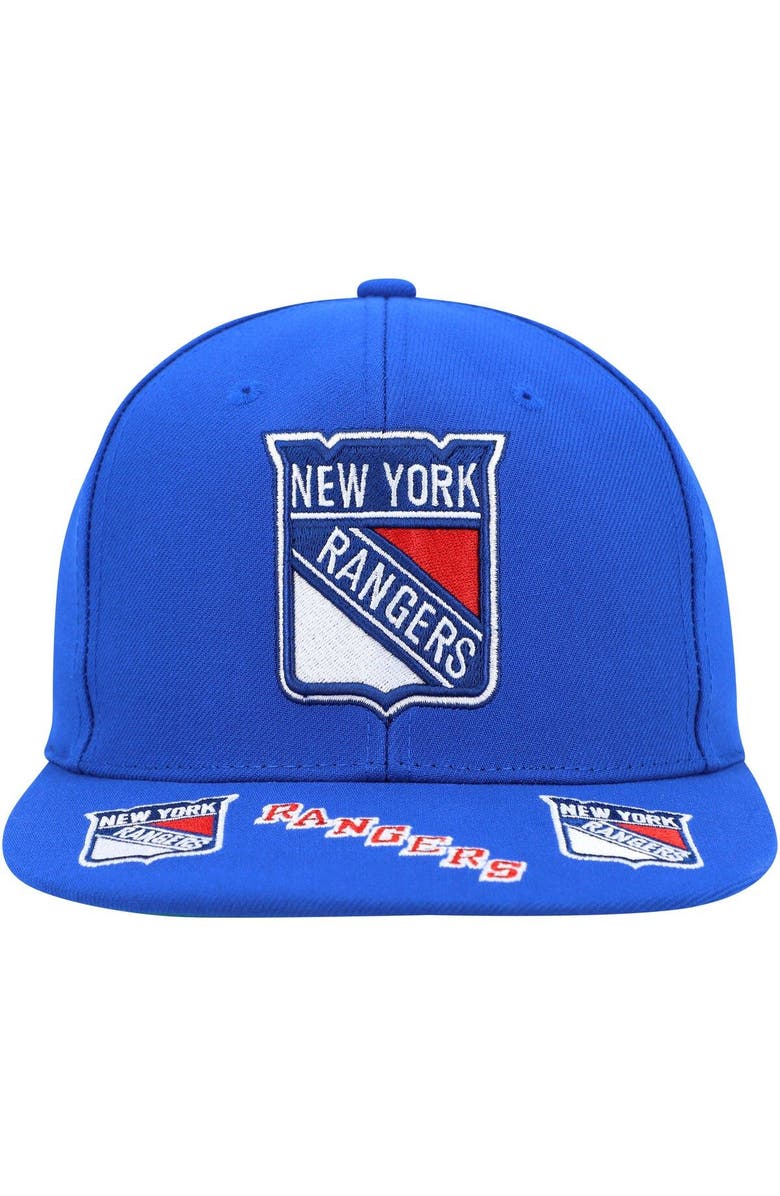 Mitchell & Ness Men's Mitchell & Ness Blue New York Rangers Vintage Hat Trick Snapback Hat, Alternate, color,
