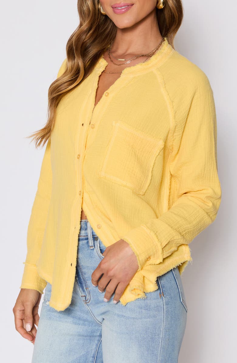 VICI Collection Chill Cotton Gauze Button-Up Shirt, Alternate, color, Yellow