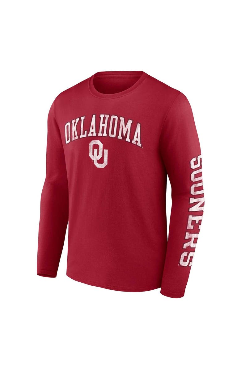 FANATICS Men's Fanatics Branded Crimson Oklahoma Sooners Distressed Arch Over Logo Long Sleeve T-Shirt, Alternate, color, Crimson
