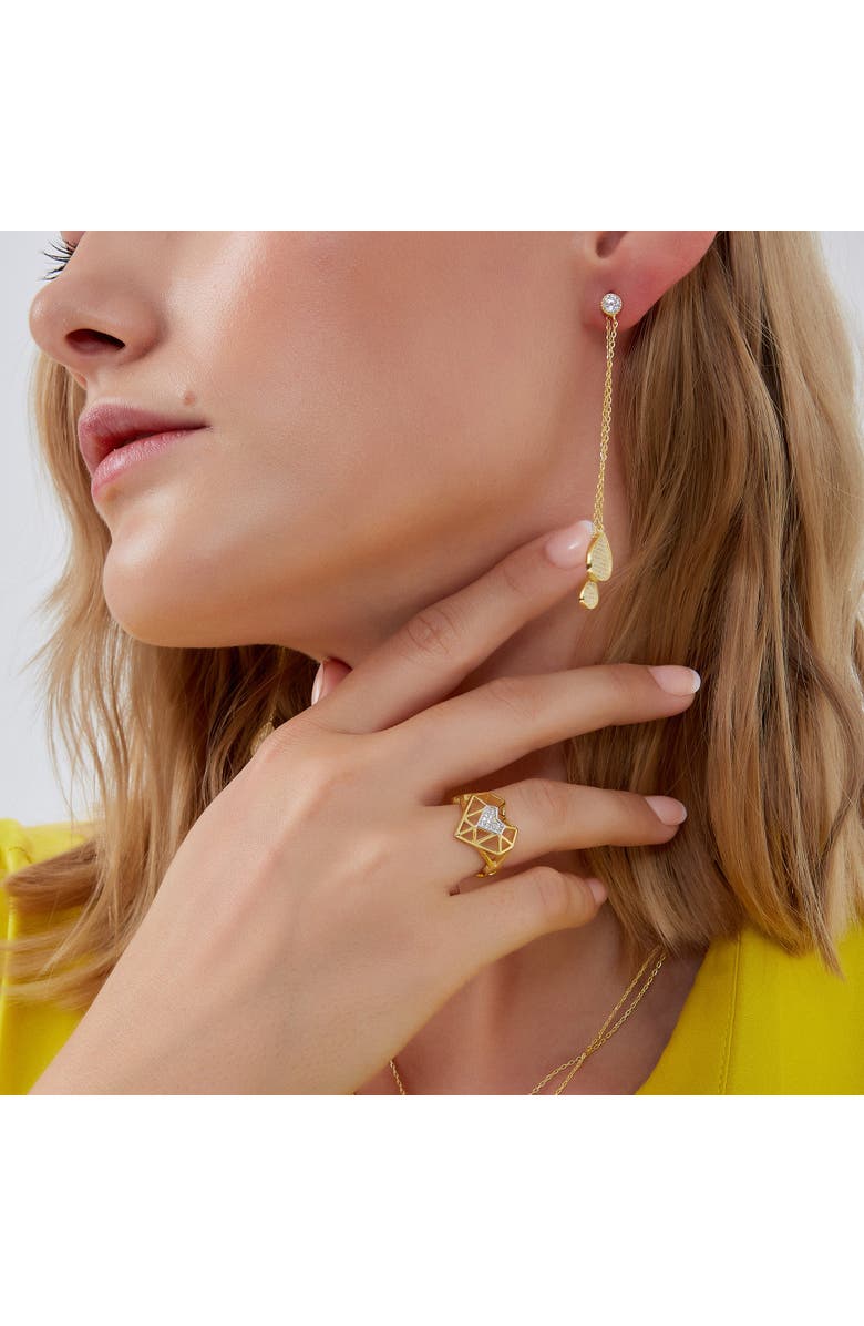 Spero London Geometric Heart Adjustable Ring in Sterling Silver, Alternate, color, Gold