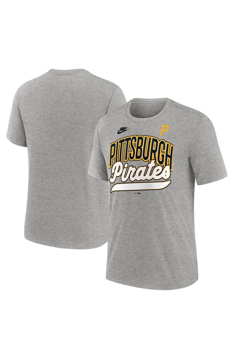 Nike Men's Nike Heather Gray Pittsburgh Pirates Cooperstown Collection Retro Tri-Blend T-Shirt, Main, color, Heather Gray