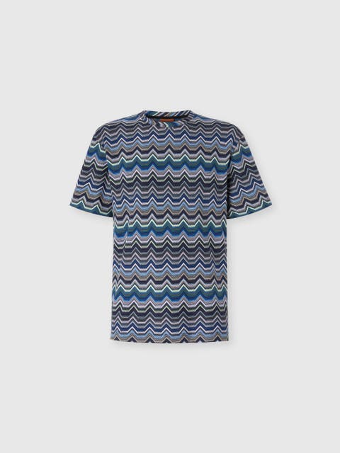 Crew Neck T-shirt With Geometric Zigzag