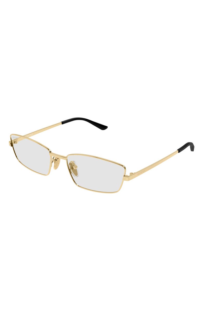 Gucci 56mm Rectangular Sunglasses, Alternate, color, Gold