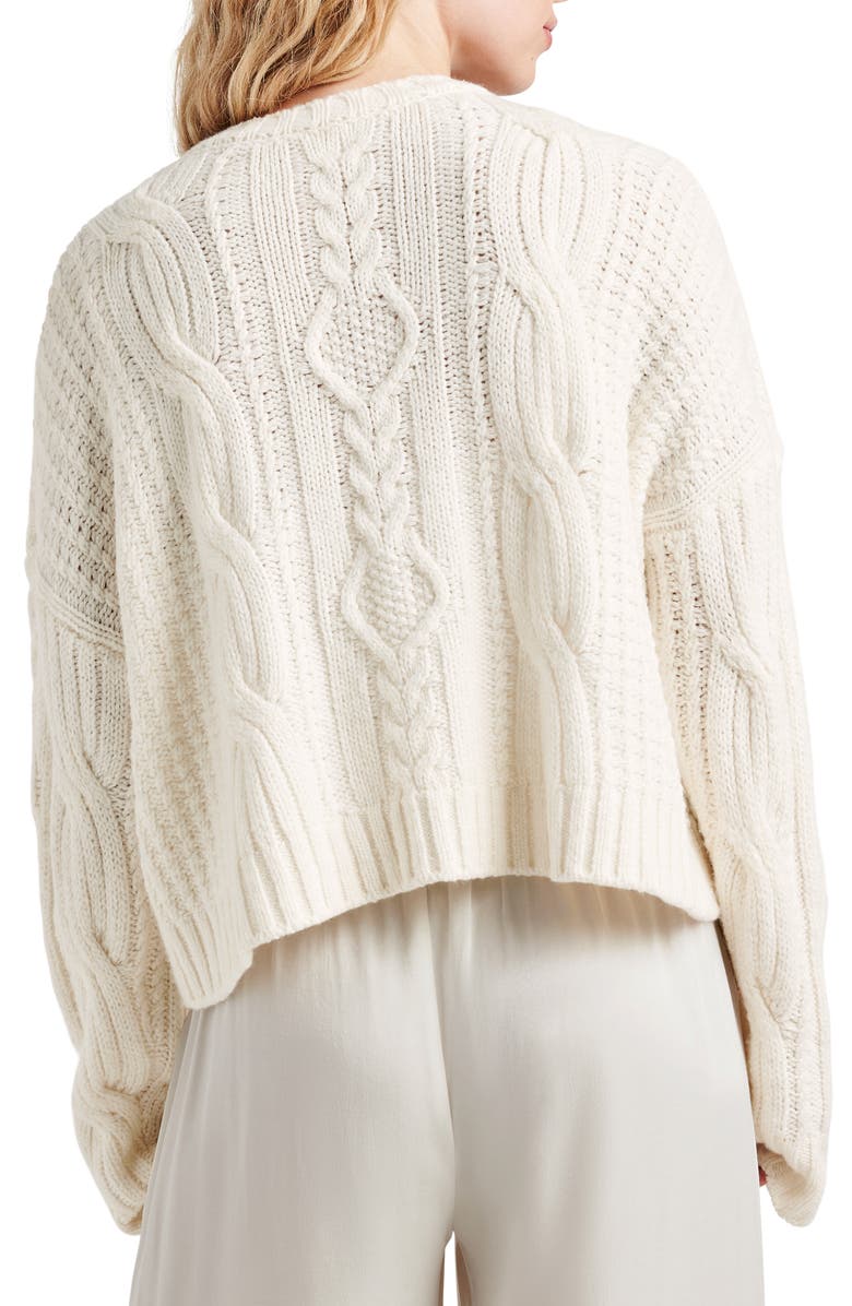 Splendid Cecilia Mixed Stitch Crewneck Sweater, Alternate, color, Snow
