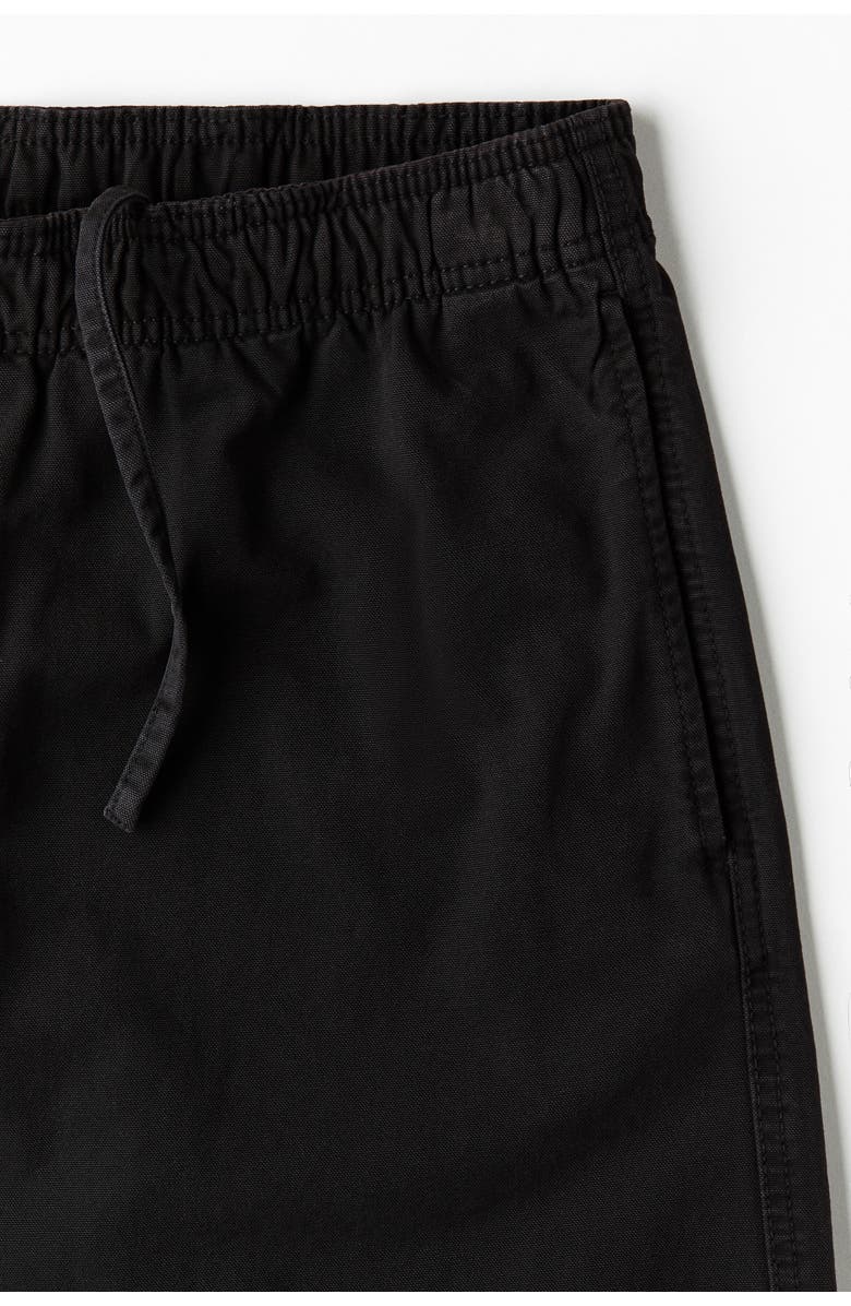 H&M Loose Fit Cotton Canvas Trousers, Alternate, color, Black