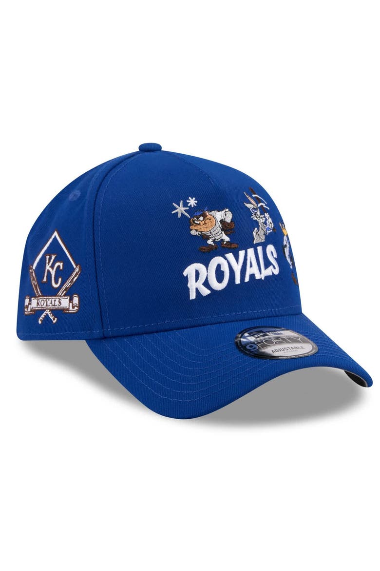 Youth New Era Royal Kansas City Royals Looney Tunes A-Frame 9FORTY Adjustable Hat, Main, color, Royal