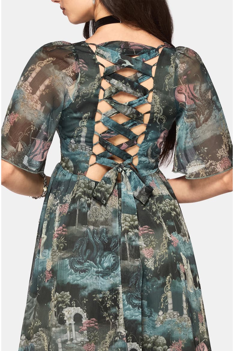 Thalassa Lace Up Midaxi Dress, Alternate, color, Blue