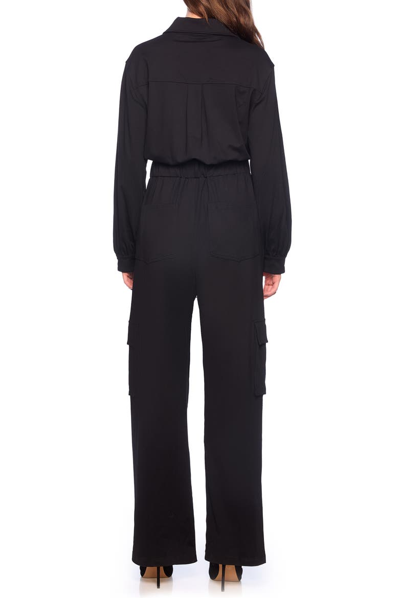 Long Sleeve Cargo Jumpsuit, Alternate, color, BLACK