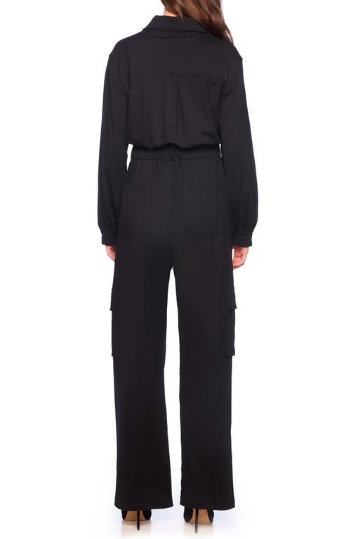 Susana Monaco Long Sleeve Cargo Jumpsuit In Black