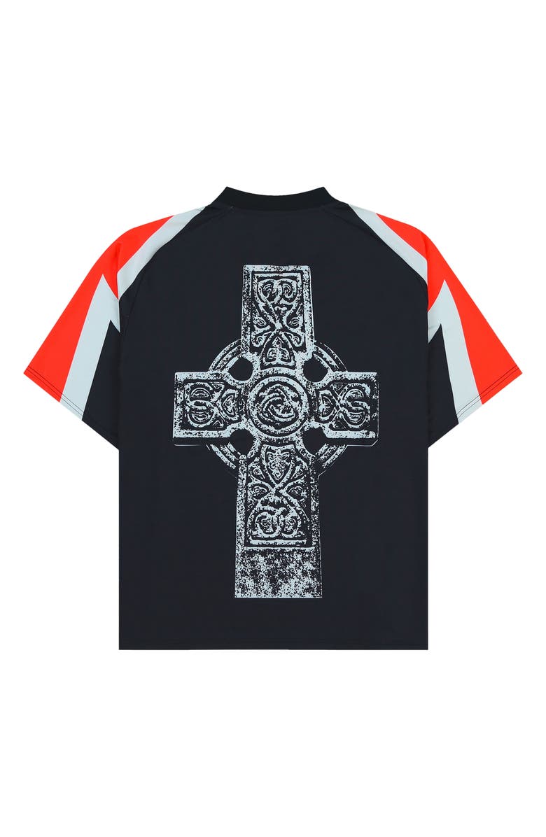 PLEASURES Mind Oversize V-Neck Mesh Soccer Jersey, Alternate, color, 