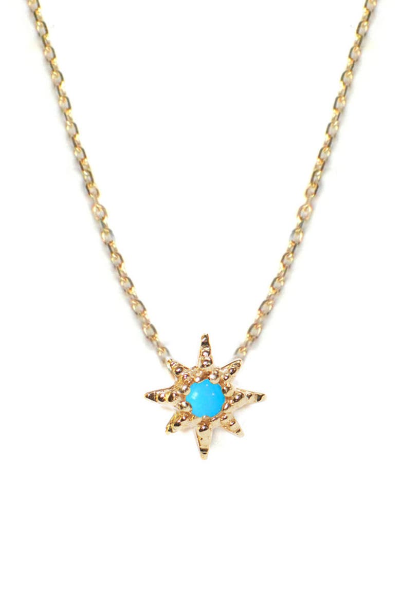 Starburst Turquoise Pendant Necklace, Main, color, GOLD