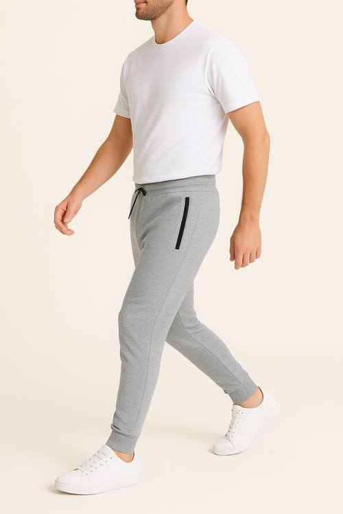 Benben Mens Ultra Soft Singe Pack Dual Zipper Jogger In Gray