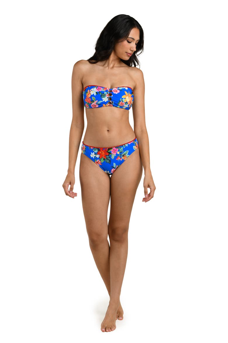 Floral Cutout Bandeau Bikini Top, Alternate, color, BLUE MULTI