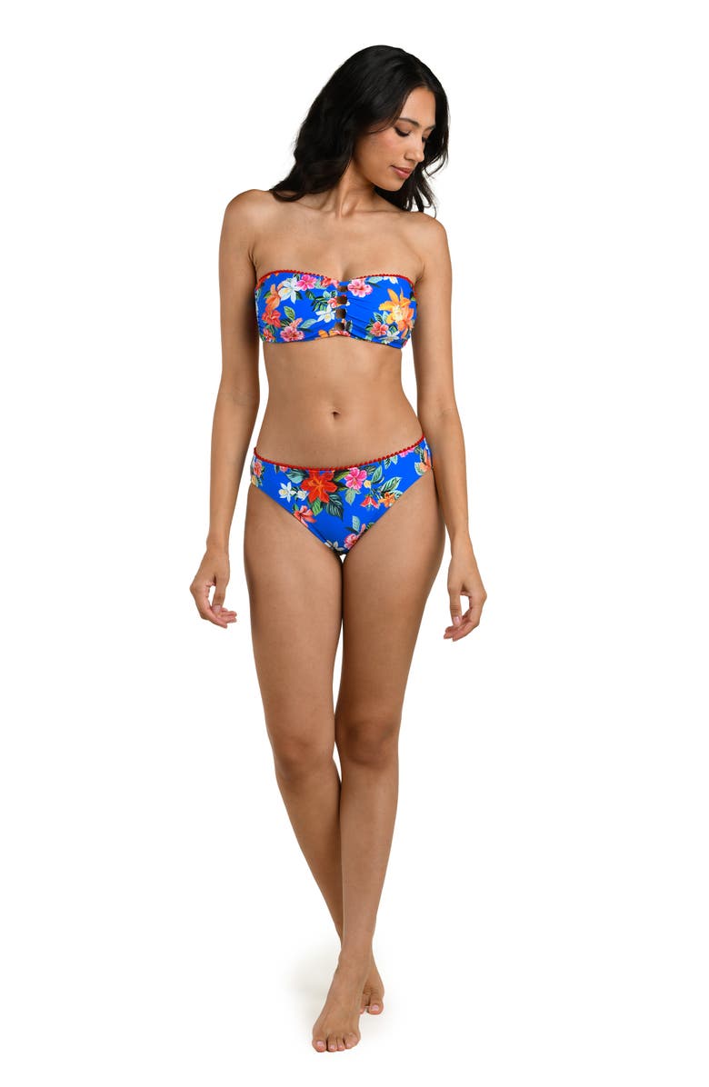 La Blanca Floral Cutout Bandeau Bikini Top, Alternate, color, Blue Multi