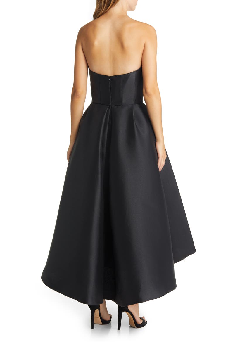 Strapless Satin Gown, Alternate, color, BLACK