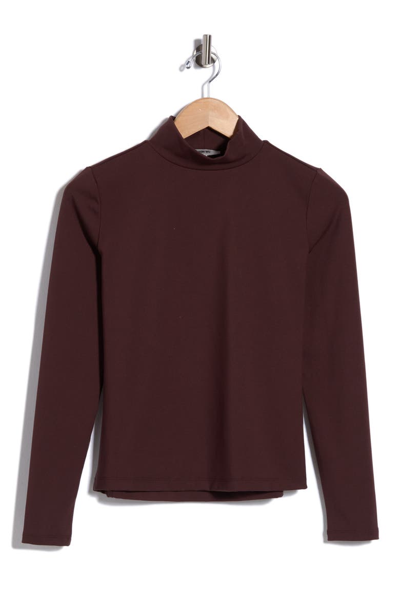Turtleneck Top with Back Seam Detail, Alternate, color, RICH MOCHA
