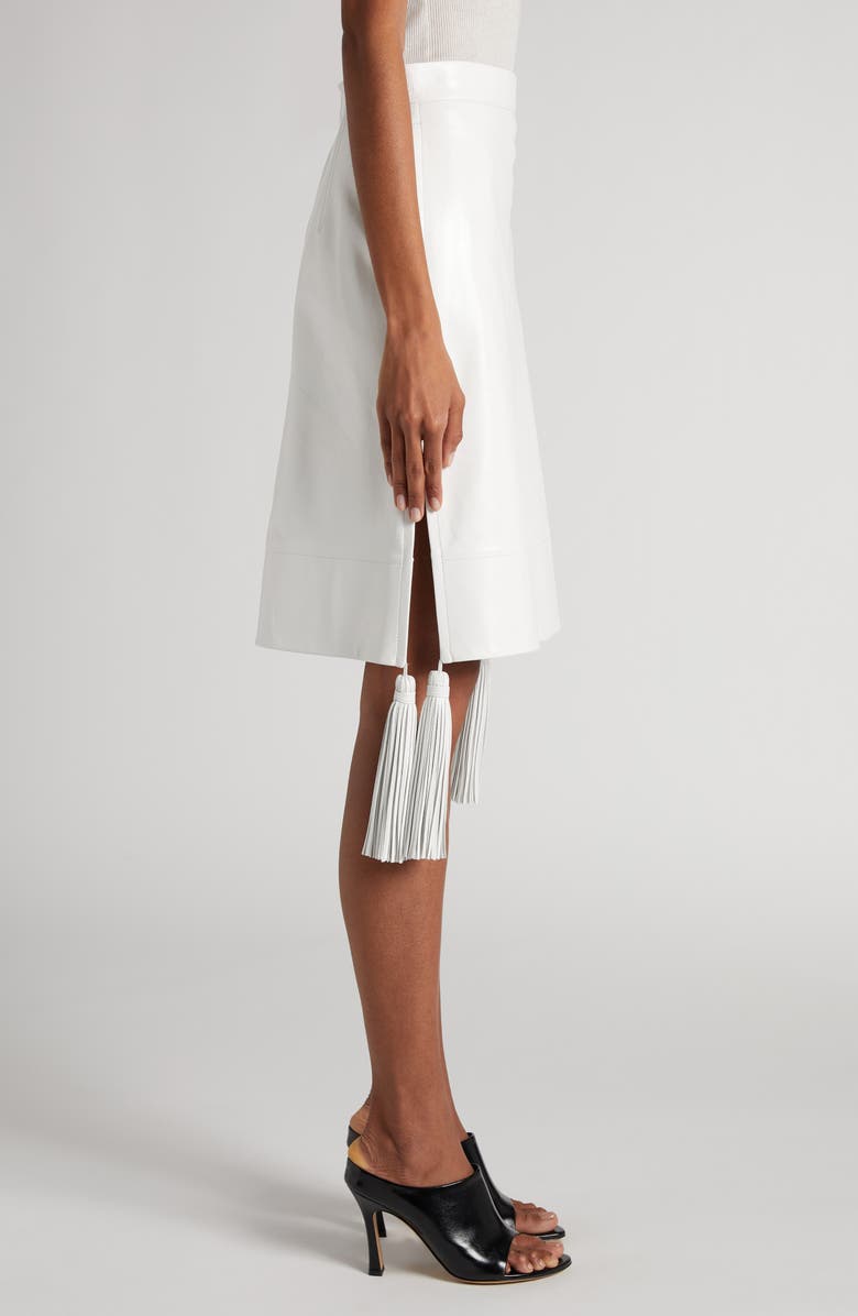 Bottega Veneta Tassel Detail Leather Pencil Skirt, Alternate, color, 9071 Chalk