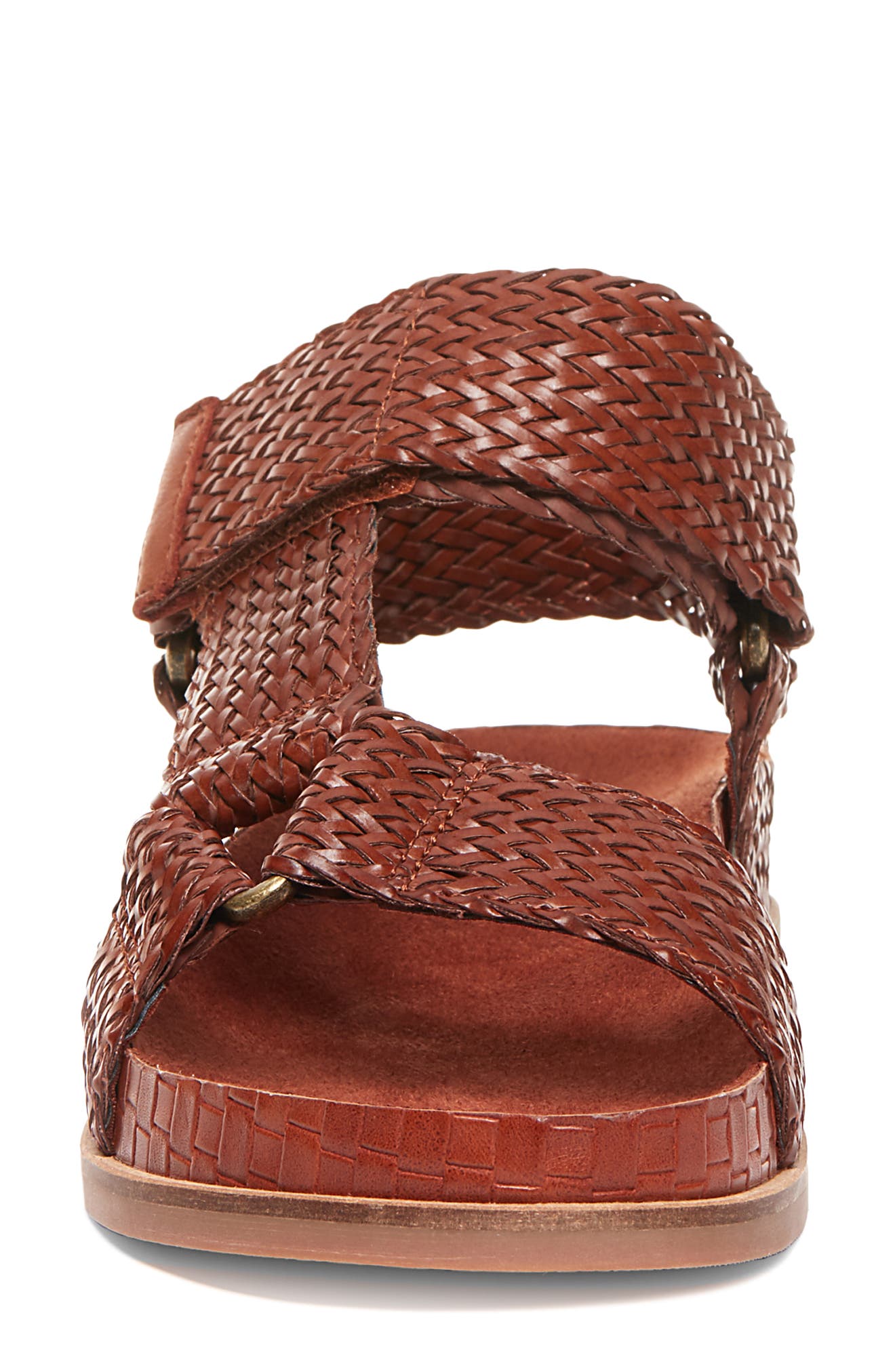 Spark Woven Sandal, Alternate, color, COGNAC LEATHER