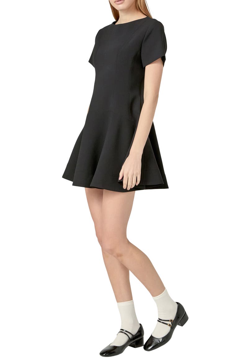 Flare Minidress, Alternate, color, BLACK