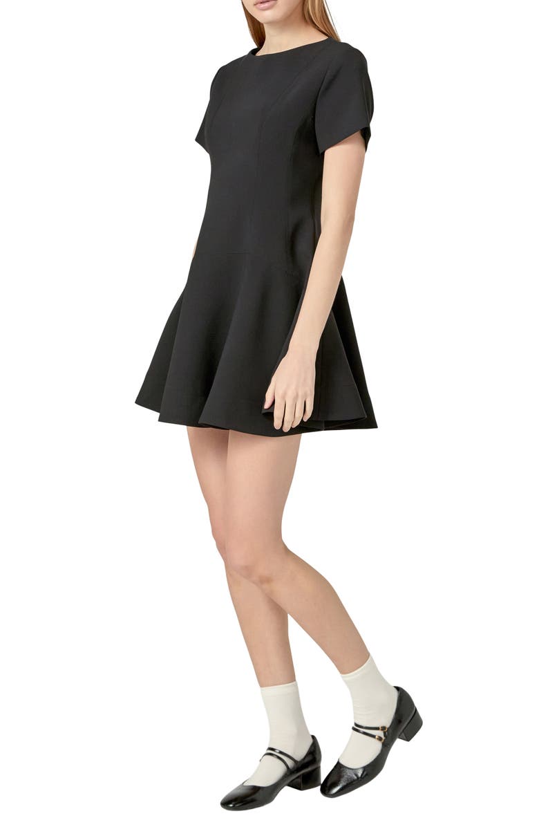 English Factory Flare Minidress, Alternate, color, Black