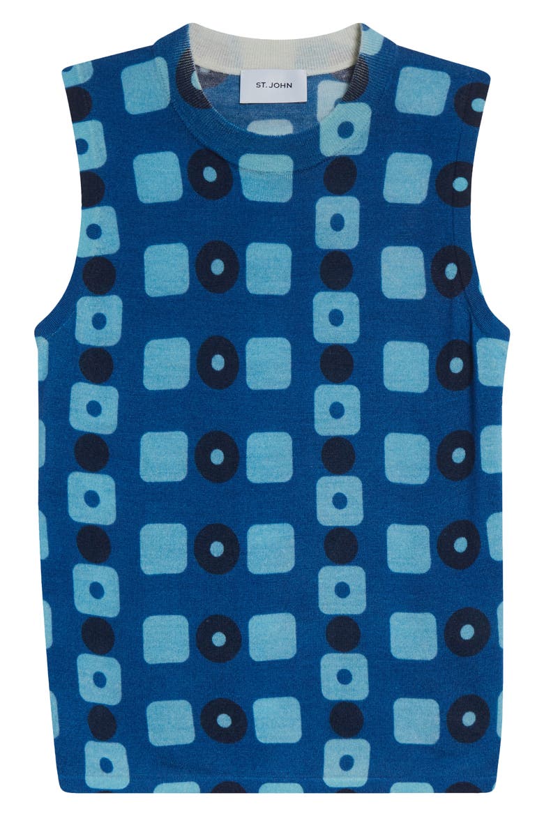 Geo Print Wool Shell, Alternate, color, COBALT CLASSIC BEIGE