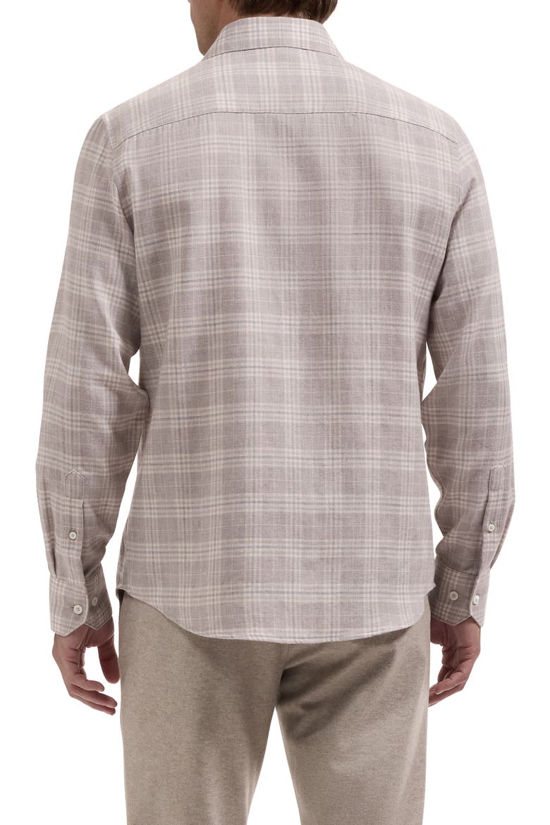Axel Plaid Cotton & Wool Button Up Shirt, Alternate, color, COBBLESTONE