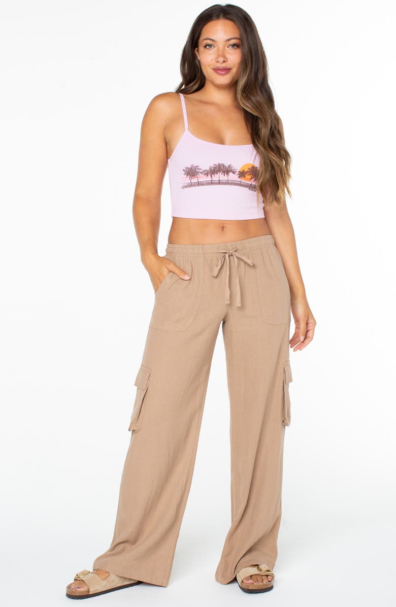 Roxy Lagoon Linen Blend Cargo Pants, Alternate, color, 