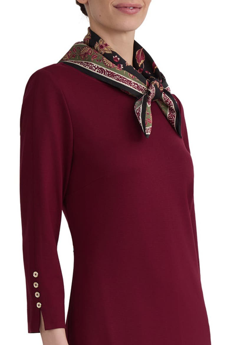 Three-Quarter Sleeve Midi Dress, Alternate, color, CLASSIC WINE MULTI