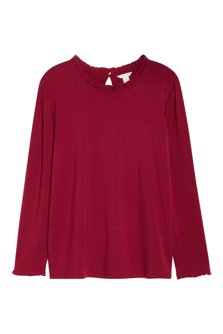 Ruffle Detail Knit Top, Alternate, color, RED RUMBA