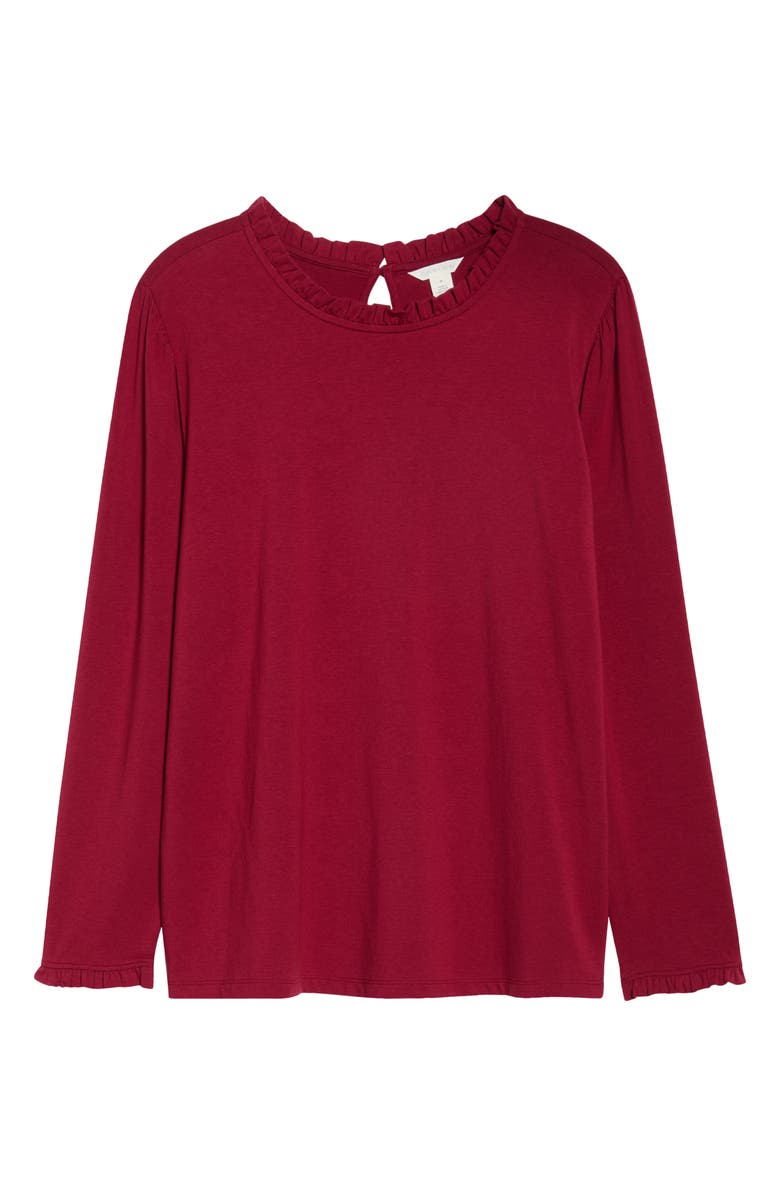 Caslon<sup>®</sup> Ruffle Detail Knit Top, Alternate, color, Red Rumba