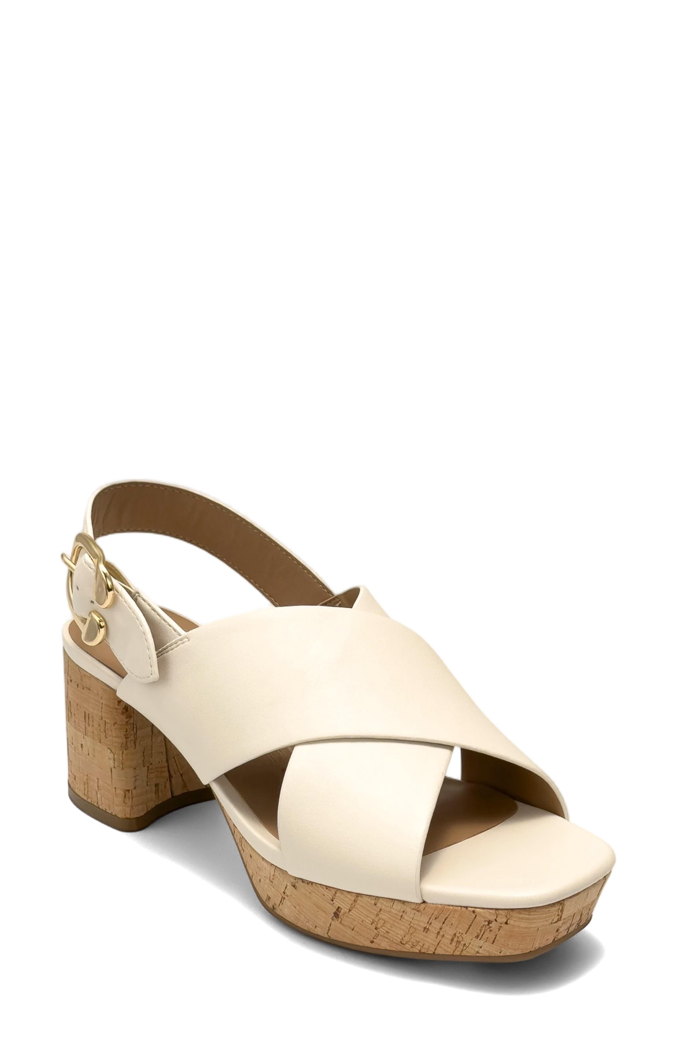 Pura Platform Sandal, Main, color, EGGNOG SUEDE CORK HEEL