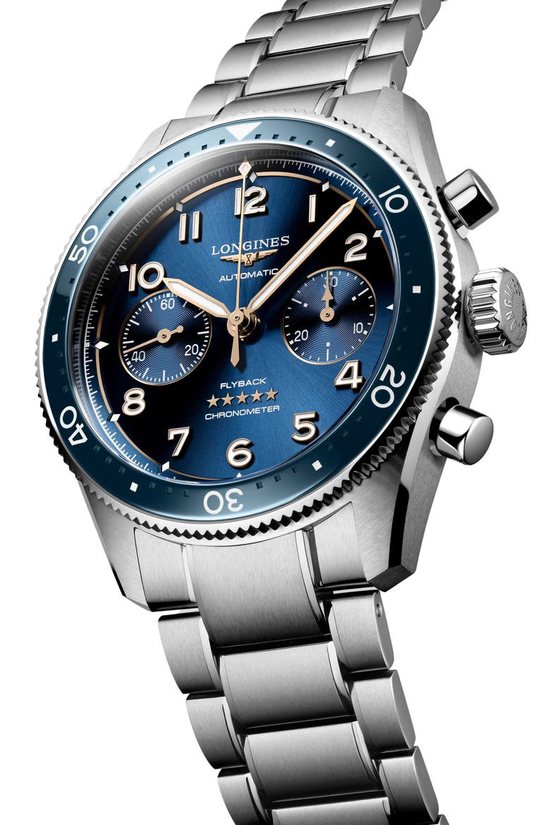Spirit Flyback Chronograph Bracelet Watch, 42mm, Alternate, color, BLUE