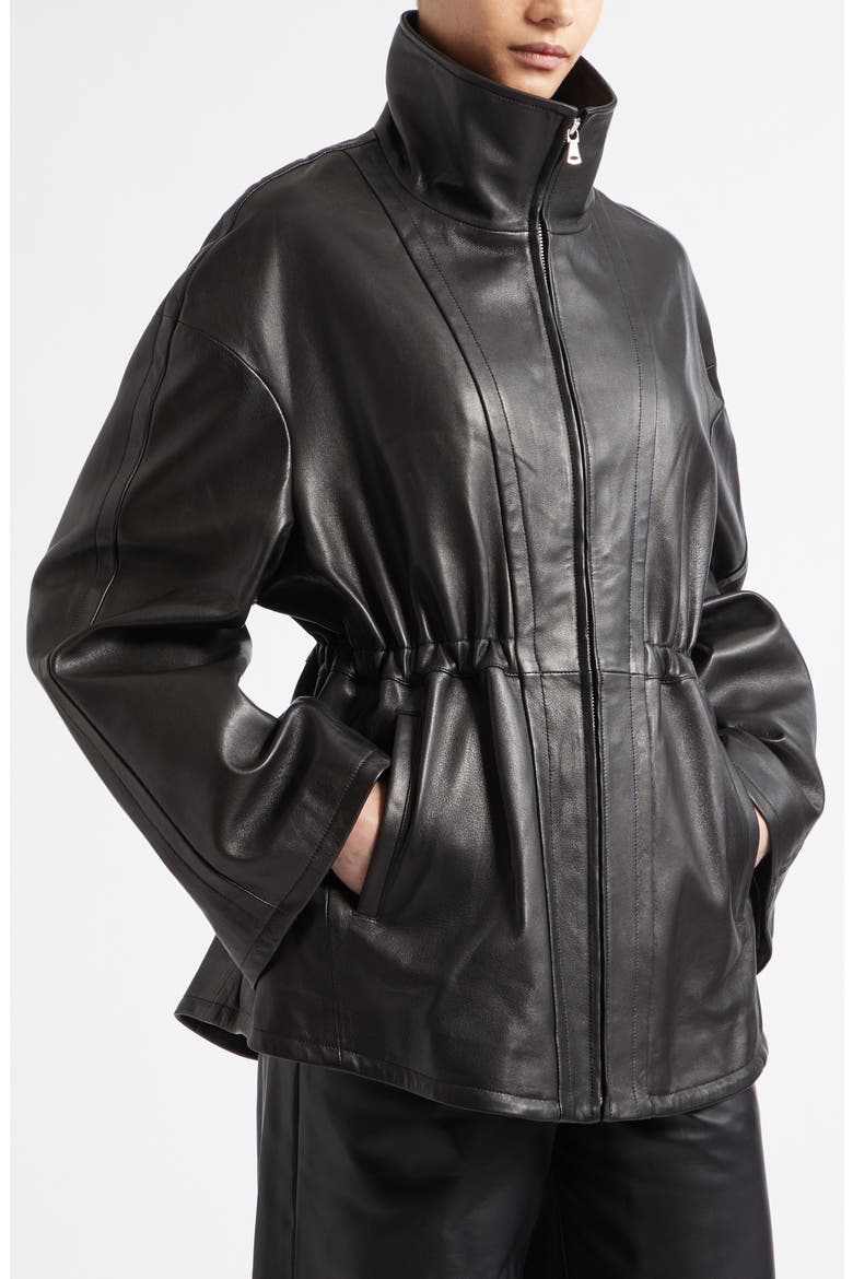 Passage Relaxed Fit Leather Jacket, Alternate, color, NOIR CLASSIQUE