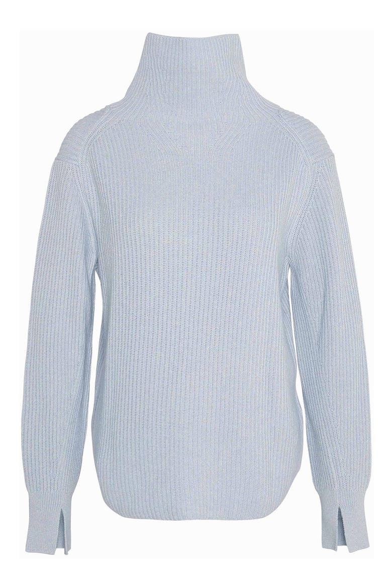 Nora Cotton & Wool Rib Funnel Neck Sweater, Alternate, color, PEARL BLUE
