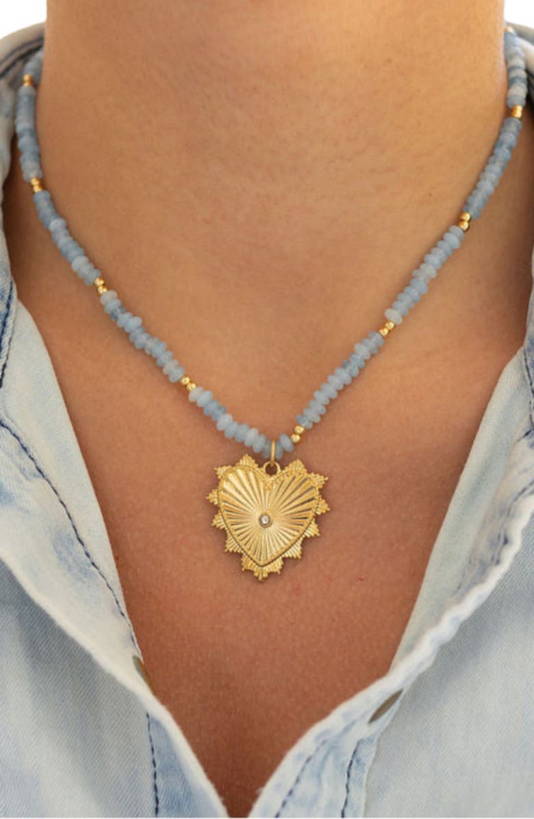 Erin McDermott Jewelry Ocean Love and Heart Necklace, Alternate, color, Blue