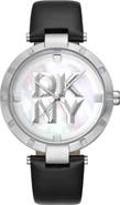DKNY Three Hand Quartz Leather Strap Watch, 38mm