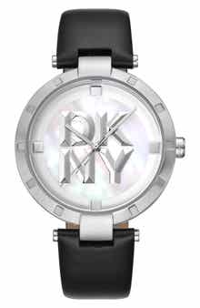 Three Hand Quartz Leather Strap Watch, 38mm