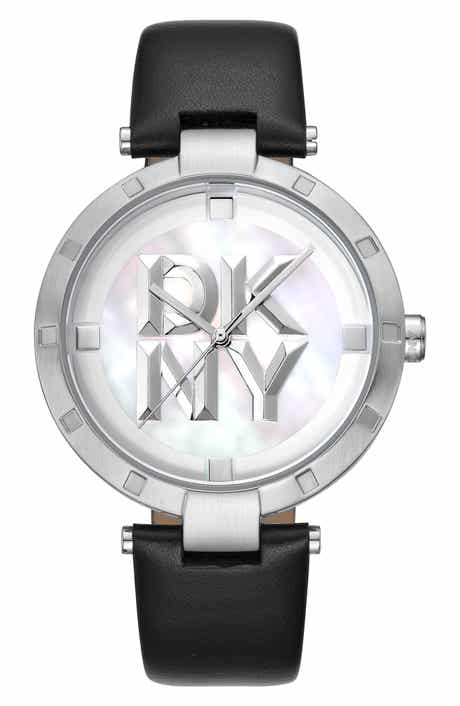 Three Hand Quartz Leather Strap Watch, 38mm