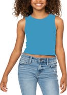 Malibu Sugar Ribbed crop sports tank top - Big Kid