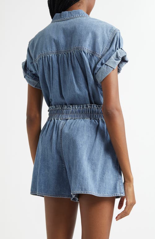 Veronica Beard Ilene Denim Cuff-sleeve Top In Starlight