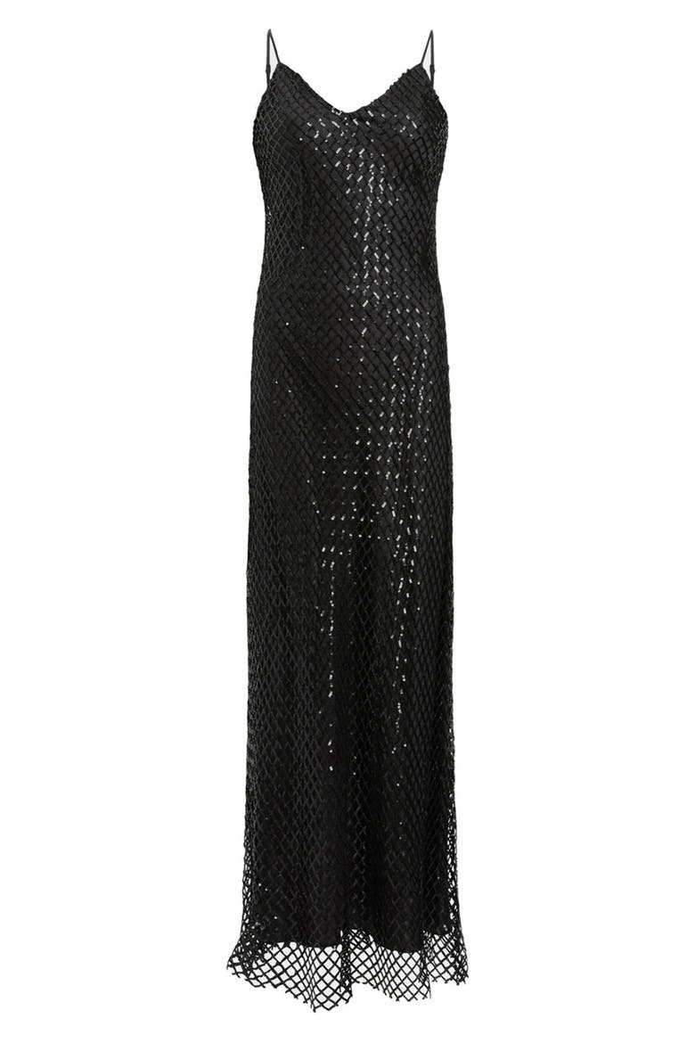 Chantelle Sequin Slipdress, Alternate, color, BLACK