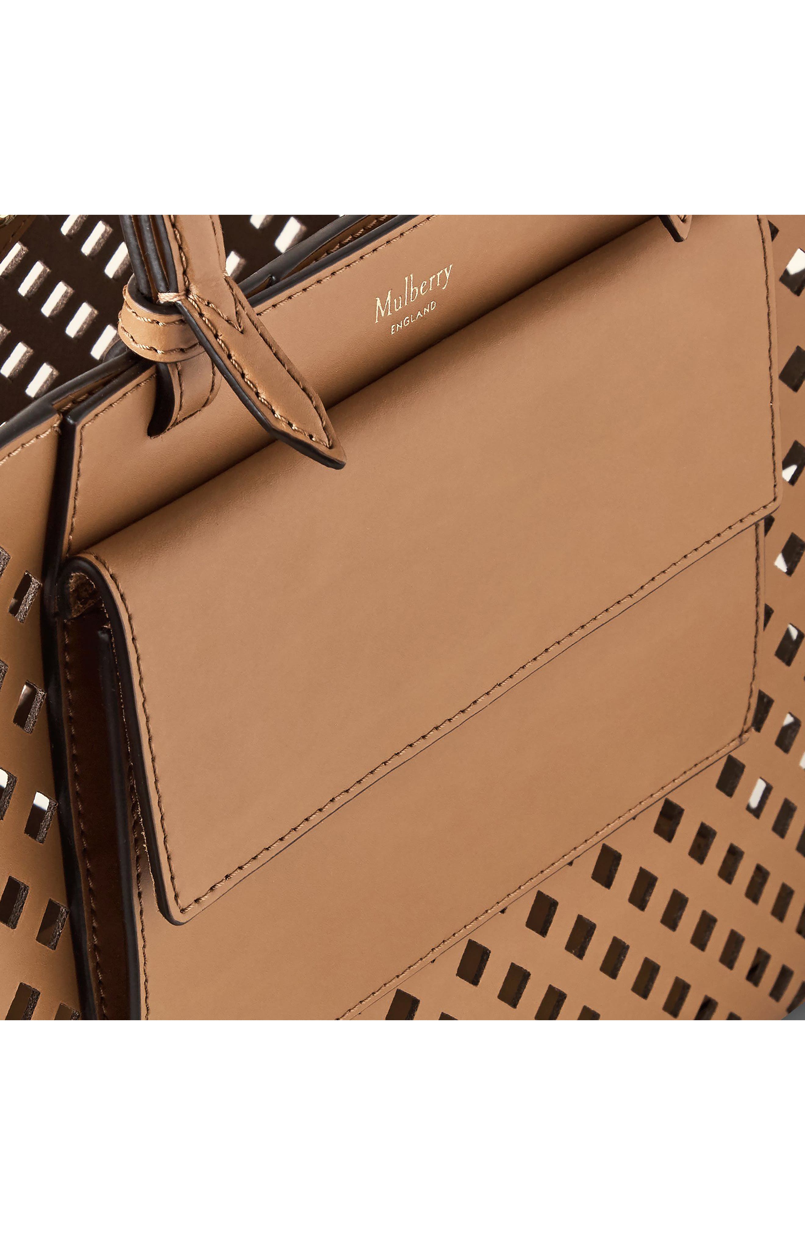 Perforated Leather Tote, Alternate, color, TOFFEE
