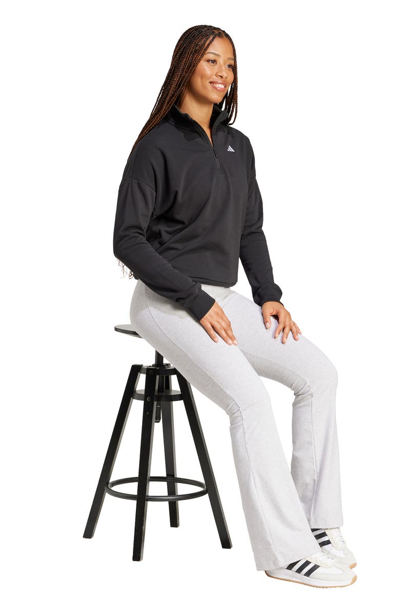 adidas French Terry Quarter Zip Pullover, Alternate, color, Black/ White