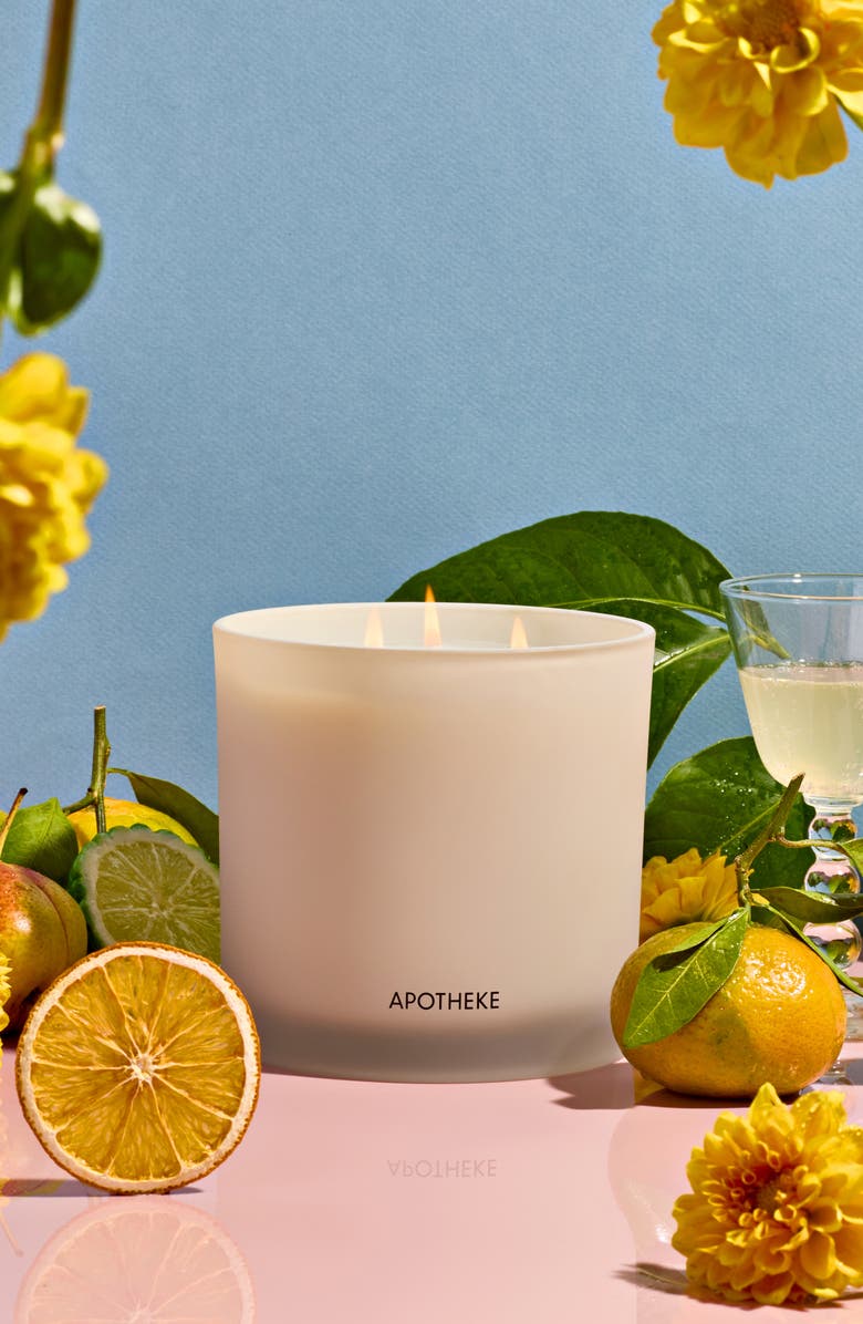 APOTHEKE Bergamot Tangerine Three-Wick Scented Candle, Alternate, color, 