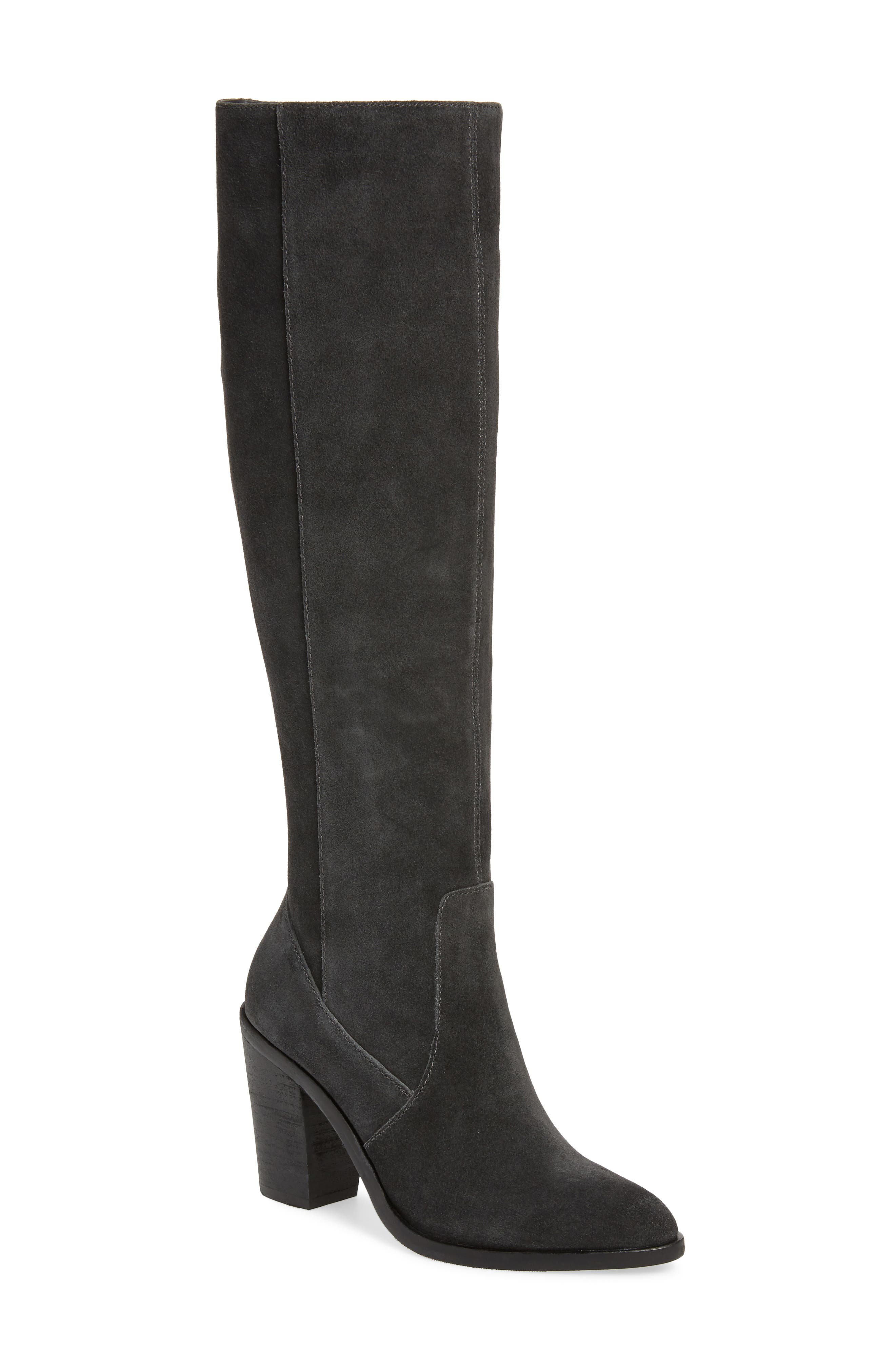Zoe Knee High Boot, Main, color, CHARCOAL SUEDE