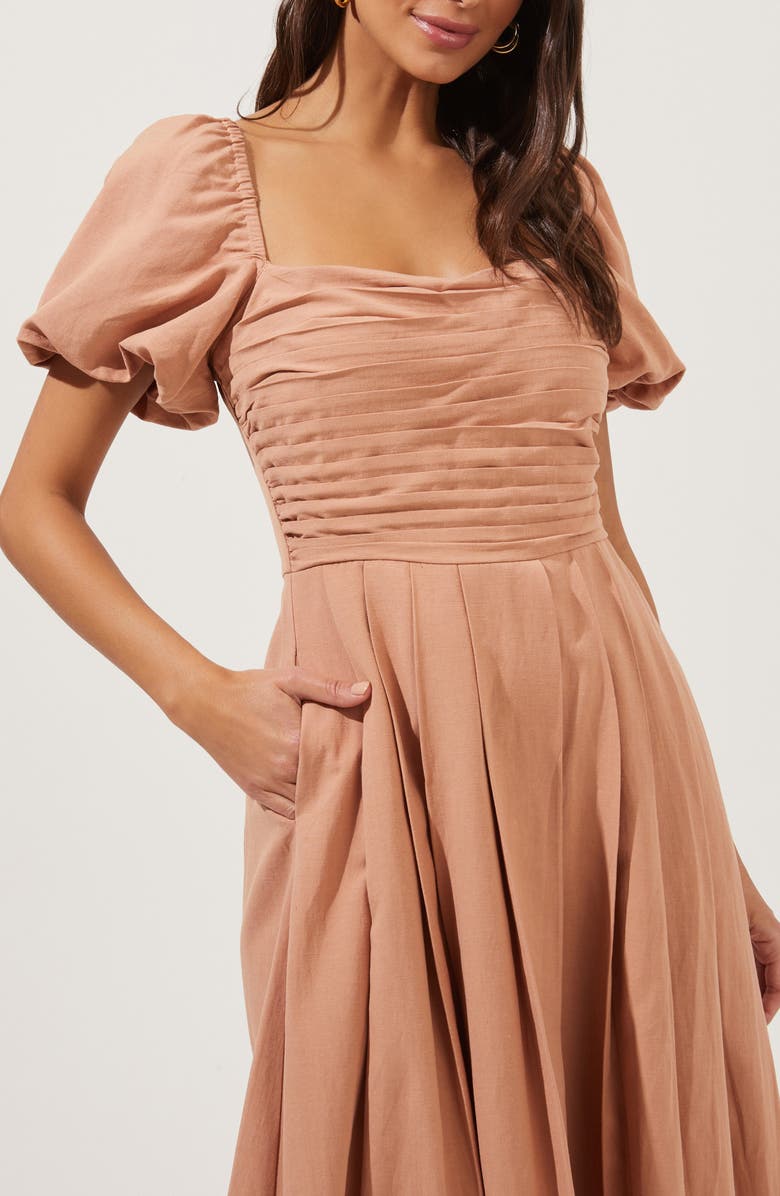 ASTR the Label Pleated Bodice Bubble Sleeve Dress, Alternate, color,