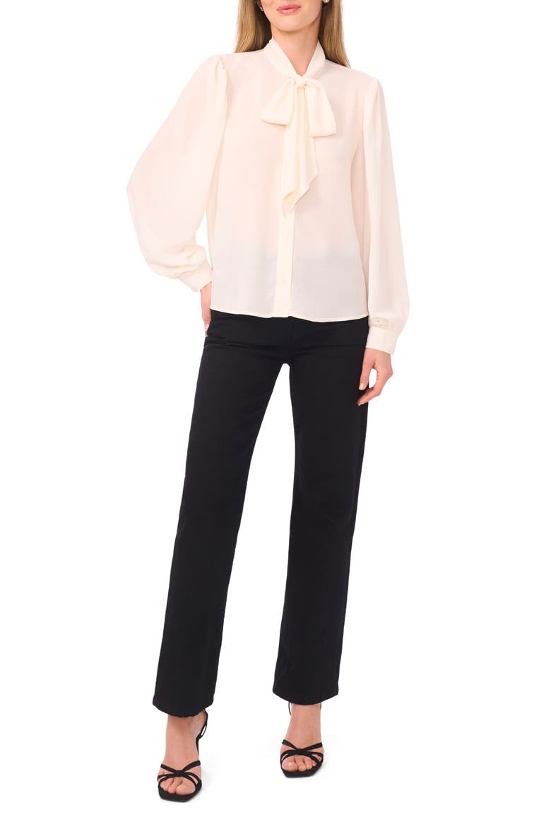 Tie Neck Top, Alternate, color, VANILLA ICE